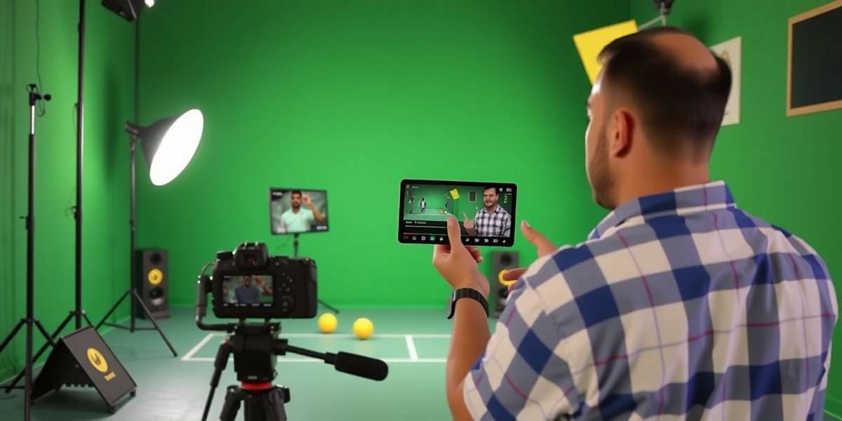 Punjabi Power Volley - Content Creation Community Punjabi Power Volley YouTube creator recording gameplay with green screen setup in Amritsar