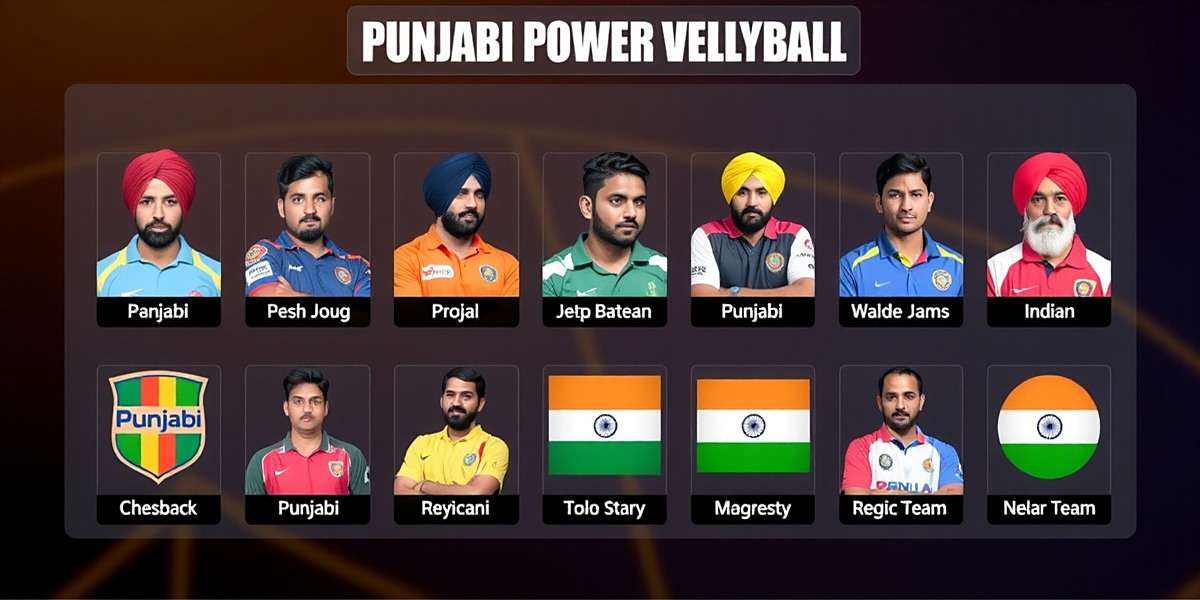 Punjabi Power Volley - Team Selection Interface Punjabi Power Volley team selection screen featuring various Punjabi and Indian regional teams