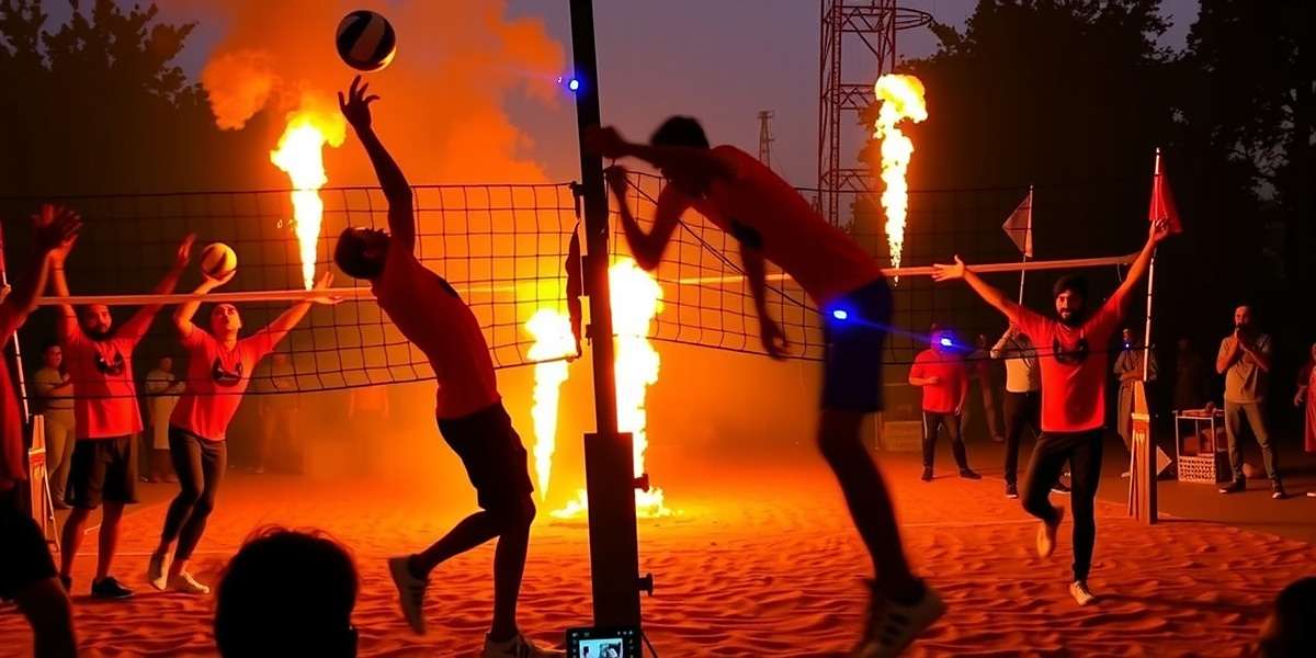 Punjabi Power Volley - Lohri Special Event Punjabi Power Volley Lohri event showing bonfire celebrations and fire-themed volleyball court